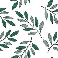 Flat Botanical garden eucalyptus seamless tile pattern with various eucalyptus species in natural greens on white background perfect for serene spaces concept as Various eucalyptus flat vector