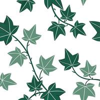 Flat Botanical garden ivy seamless tile pattern with various ivy species in natural greens on white background perfect for serene spaces concept as Various ivy species in natural g flat vector