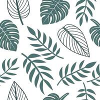 Flat Botanical garden leaf repeat seamless tile pattern with diverse leaf species and natural color tones for lush indoor environments concept as Diverse leaf species with natural flat vector