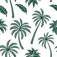 Flat Botanical garden palm leaf seamless tile pattern with various palm species in natural greens on a white background perfect for serene spaces concept as Various palm species in flat vector