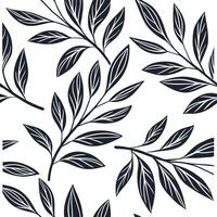 Flat Botanical illustration leaf repeat seamless tile pattern with detailed leaf drawings and monochromatic palette for elegant spaces concept as Detailed leaf drawings with monoch flat vector