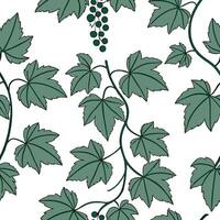 Flat Botanical garden vine seamless tile pattern with various vine species in natural greens on white background perfect for serene spaces concept as Various vine species in natura flat vector