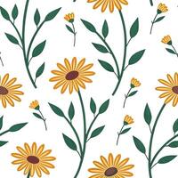Flat Bright summer flowers seamless pattern with large bold petals and vibrant colors for lively garden themes concept as Bright and bold summer flowers pattern with large petals a flat vector