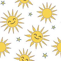 Flat Bright summer seamless pattern with vibrant sun rays and clear blue skies perfect for energetic outdoor themes concept as Energetic summer pattern with sun rays and bright blu flat Set 5 vector