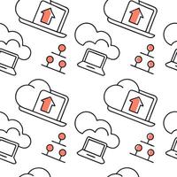 Flat Business technology cloud computing service and data center server symbolize scalable IT solutions for secure workplace infrastructure concept as Highlights modern technology flat vector