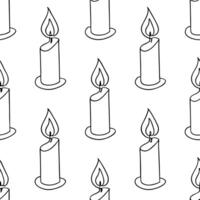 Flat Candle flame outline tiles concept as Seamless pattern of simple white candle flame outlines Camera slowly zooms in on the flames suggesting inner light Symbolizes hope and flat vector
