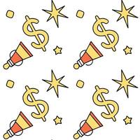 Flat Cartoon seamless tiles with animated currency symbols and discount signs concept as A lively cartoon style seamless tile pattern featuring animated currency symbols like wavin flat Set 2 vector