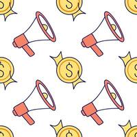 Flat Cartoon tiles with currency symbols and promotional banners concept as A colorful cartoon style seamless tile pattern featuring playful currency symbols and vibrant promotiona flat vector