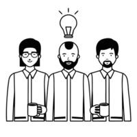 Flat Casual Brainstorming with Coffee in Modern Office concept as A casual brainstorming session with team members enjoying coffee while sharing ideas in a relaxed modern office en flat vector