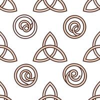 Flat Celtic knots and spirals seamless tile pattern with rich earthy tones and intricate designs concept as Rich earthy tones highlight Celtic knots intertwined with spirals in sea flat Set 2 vector