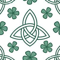 Flat Celtic Knots seamless tile pattern with green hues and traditional interwoven designs for Irish decor concept as Green toned Celtic knots arranged seamlessly for traditional I flat vector