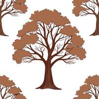 Flat Classic autumn trees seamless tile pattern with maple and pine trees for timeless fall decor concept as Maple and pine trees arranged seamlessly in classic autumn colors for t flat Set 2 vector