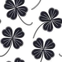 Flat Classic embroidered clover seamless pattern with textured details on white concept as Textured embroidered style clovers creating a classic seamless pattern ideal for traditio flat vector