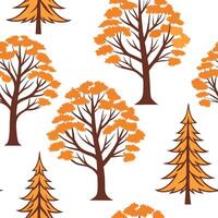 Flat Classic autumn trees seamless tile pattern with maple and pine trees for timeless fall decor concept as Maple and pine trees arranged seamlessly in classic autumn colors for t flat vector