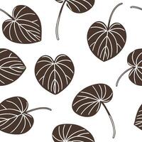 Flat Classic embroidered Pilea seamless pattern with rich textures on white concept as Textured embroidered style Pilea leaves creating a classic seamless pattern ideal for traditi flat vector