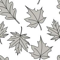 Flat Classic summer leaves seamless pattern with oak and maple leaves for traditional summer aesthetics concept as Traditional oak and maple leaves arranged seamlessly for a classi flat vector