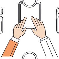 Flat Close up of a familys hands gesturing to control a smart holographic display during dinner concept as A macro shot focusing on the hands of family members using gestures to c flat vector