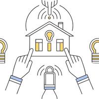 Flat Close up of a family hands adjusting a holographic smart home control system concept as A macro image of a family hands interacting with a holographic smart home interface ad flat vector