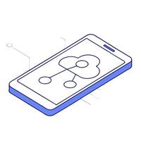 Flat Close up of a cloud API integration on a smartphone futuristic background copy space concept as Close up of a smartphone displaying cloud API integrations with interconnected flat vector