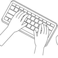 Flat Close up of fingers typing on projected keyboard concept as A macro shot captures fingers typing on a holographic keyboard projected onto a desk in a home office The camera e flat vector