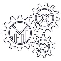 Flat Close up of gears interlocking with holographic financial data overlay concept as A macro image of metallic gears interlocking seamlessly overlaid with holographic financial d flat vector