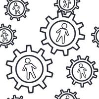 Flat Close up of robotic and human gears interlocking concept as A macro image of mechanical gears half human designed and half robotic interlocking perfectly to symbolize seamless flat vector