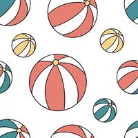 Flat Colorful beach ball seamless tile pattern with vibrant hues and playful summer fun vibes concept as Bright bouncy beach balls in vibrant colors create a seamless tile pattern flat vector