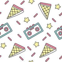 Flat Compose seamless neon grid patterns combining bright lines and geometric blocks over isolated white ideal for high impact marketing and brand experiences concept as Lay fluore flat vector