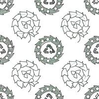Flat Compostable Packaging Christmas Wreath concept as A seamless minimal background featuring a repeating pattern of Christmas wreaths made from compostable packaging materials pr flat vector