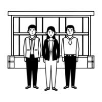 Flat Dynamic Team Role Playing in Modern Workspace concept as A dynamic team engaging in role playing activities to stimulate creativity and collaboration during a meeting in a sty flat vector