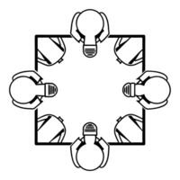 Flat Dynamic Team Interaction in Creative Meeting concept as A dynamic team interacting and exchanging ideas in a creative meeting within a modern workspace captured candidly to sh flat vector