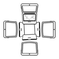 Flat Futuristic Close Up of AI Assisted Brainstorming concept as A macro close up of AI assisted devices and interfaces used by a team during a futuristic brainstorming session hig flat vector