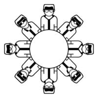 Flat Futuristic Close Up of Brainstorming Wearables concept as A macro close up of team members wearing futuristic smartwatches and augmented reality glasses during a brainstorming flat Set 3 vector