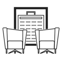 Flat Glossy Bright Office Background concept as A glossy bright office background with vibrant accents and ample copy space perfect for showcasing energetic collaborative brainstor flat vector