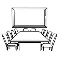 Flat Glossy High End Conference Room Background concept as A glossy high end conference room background with elegant decor and ample copy space perfect for showcasing premium colla flat vector