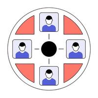 Flat Realistic Close Up of Team Dynamics concept as A close up shot capturing the dynamic interactions and expressions of team members during a realistic brainstorming session in a flat vector
