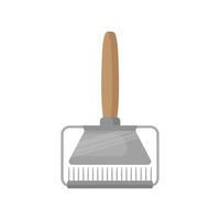 Cleaning tool with comb and wooden handle. vector