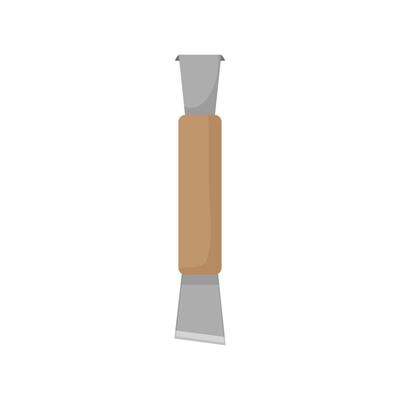 Woodworking chisel with wooden handle.