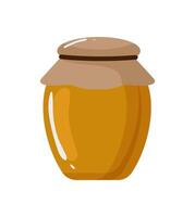 Honey jar with a wooden lid vector