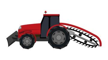 Red Tractor with Snow Plow vector