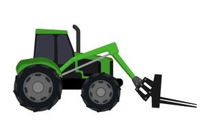 Green Tractor with Front Loader vector