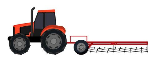 Red Tractor with Chain Harrow vector