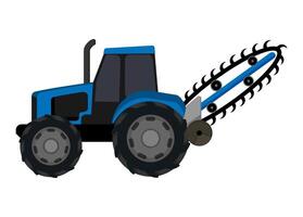 Blue Tractor with Cutting Attachment vector