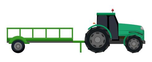 Green Tractor with Open Trailer vector