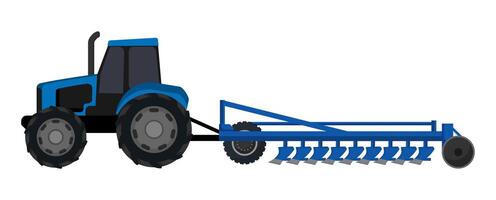 Blue Tractor with Plow Attachment vector