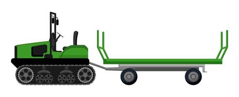Green Tractor with Logging Trailer vector
