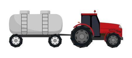 Red Tractor with Large Tank Trailer vector