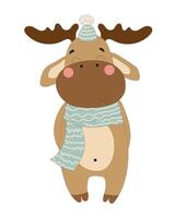 Moose in Scarf and Party Hat vector