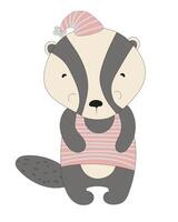 Cute Badger in Pajamas vector