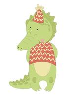 Crocodile with Party Outfit vector